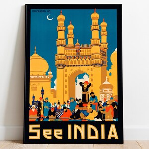 India Wall Art Print| Vintage Poster Art| India Travel Print| Canvas Print Wall Art| Framed Art Print| Poster Print