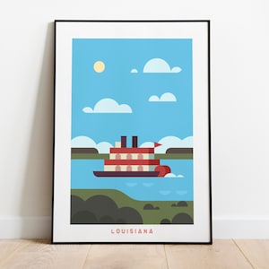 Minimalist Louisiana Travel Poster Print| Art Canvas Wall Decor| Framed Art Print| Print Wall Decor| Louisiana Wall Art