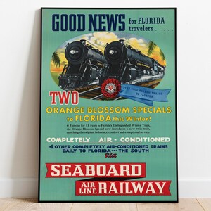 Florida Wall Art Print| Vintage Poster Art| USA Travel Print| Canvas Print Wall Art| Framed Art Print| Poster Print