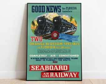 Vintage Florida Travel Poster Art Print: Seaboard Railway