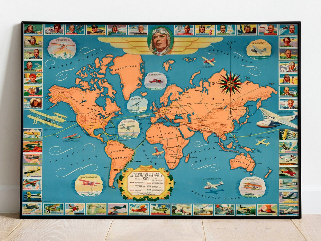 Aviation Wall Art Print Gift for Pilot Charles Lindbergh Etsy