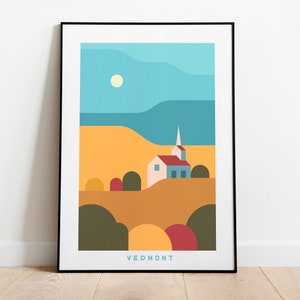 Minimalist Vermont Travel Poster Print| Art Canvas Wall Decor| Framed Art Print| Print Wall Decor| Vermont Wall Art