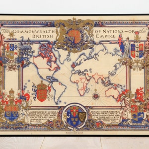 British Empire Karte| Die Commonwealth-Karte | Britisches Commonwealth| Alte Britische Landkarte| Wanddekor Poster | Wanddekor alte Landkarte| Alte Landkarte Kunst