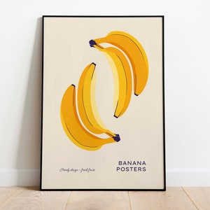 Banana Art Print for Kitchen Decor Framed Art Print Wall Decor Fruit Wall Art Watercolor Canvas Painting Housewarming Gift