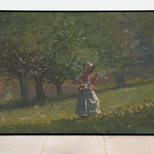 Ragazza con rastrello da fieno di Winslow Homer/ Poster d&#39;arte della decorazione della parete/Stampa artistica incorniciata/Tela d&#39;arte/Stampa artistica da parete/Stampa poster