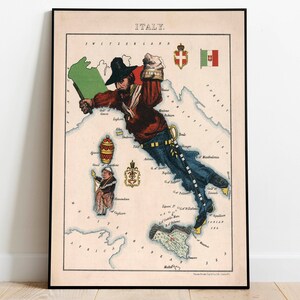 Vintage Map of Italy Wall Art Print Framed Art Old Map Poster Canvas Wall Art Poster Art for Home Wall Decor