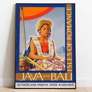 Java & Bali Vintage Reseaffisch: Inramad konsttryck
