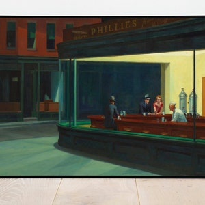 Nachtschwärmer von Edward Hopper| Wanddekoration Kunst Poster | Gerahmter Kunstdruck| Kunst Leinwand| Wand Kunstdruck | Posterdruck | Kunst Wand Dekor