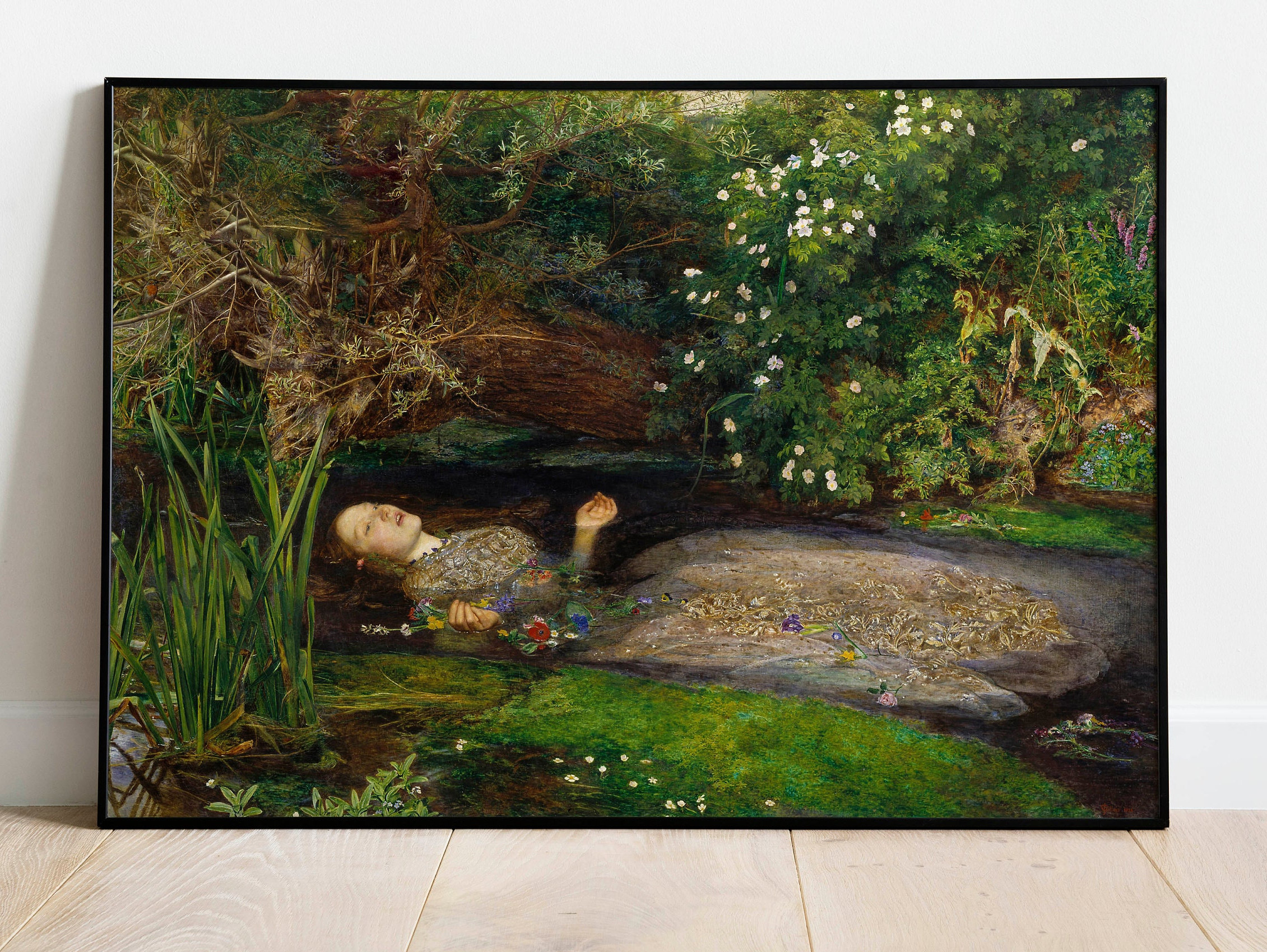 ミレイ作「オフィーリア」：ラファエル前派のファインアートプリント