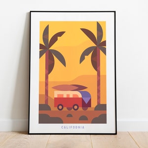 Minimalist California Travel Poster Print| Art Canvas Wall Decor| Framed Art Print| Print Wall Decor| California Wall Art