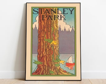 Stanley Park Vintage Travel Poster: Vancouver Wall Art Print