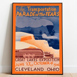 Cleveland Poster Vintage| Framed Art| Ohio Vintage Travel Poster| Canvas Print Wall Art| Wall Prints| Poster Art| Wall Art Decor