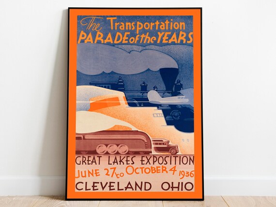 Cleveland Travel Poster: Vintage Ohio Art Print, Framed Canvas