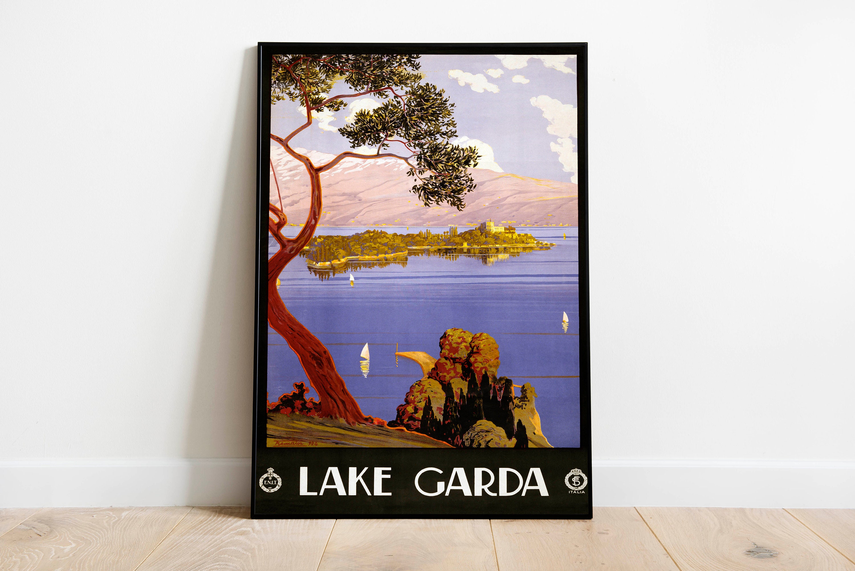 Lake Garda Vintage Wall Art Print Italy Travel Print Canvas Etsy