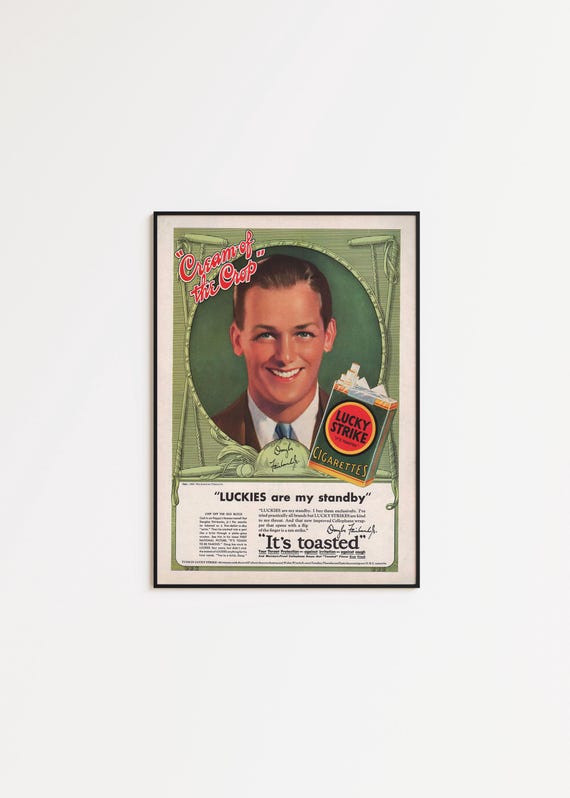 Vintage Lucky Strike Ad Poster: Framed Art Print, Canvas Wall Art