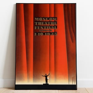 Moscow Theatre Festival Vintage Wall Art Print Framed Art for Living Room Retro Poster Art Home Wall Art Canvas Painting Wall Decor