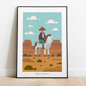 Minimalist Oklahoma Travel Poster Print| Art Canvas Wall Decor| Framed Art Print| Print Wall Decor| Oklahoma Wall Art