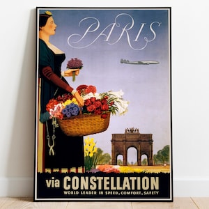Paris Poster Vintage| Framed Art| Paris Vintage Travel Poster| Canvas Print Wall Art| Wall Prints| Poster Art| Wall Art Decor