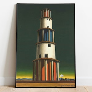 La Torre e il Treno by Giorgio de Chirico | Wall Decor Art Poster| Framed Art Print| Art Canvas| Wall Art Print