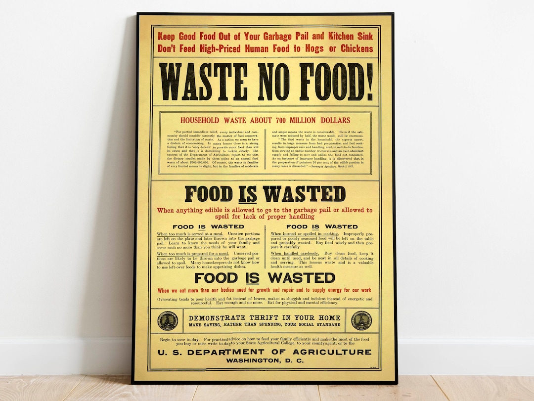 No Rice Poster Waste No Food Retro Kitchen Art Print: Vintage Style Poster - Etsy