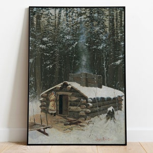 Antoine&#39;s Cabin by Frederic Remington| Wall Decor Art Poster| Framed Art Print| Art Canvas| Wall Art Print| Poster Print| Art Wall Decor