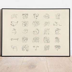 Minimalist Picasso Wall Art for Living Room Framed Wall Art Picasso Canvas Painting Wall Decor Picasso Art Nursery Decor