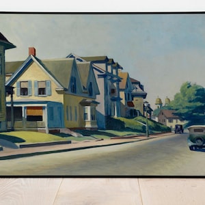 Sun on Prospect Street by Edward Hopper| Wall Decor Art Poster| Framed Art Print| Art Canvas| Wall Art Print| Poster Print| Art Wall Decor