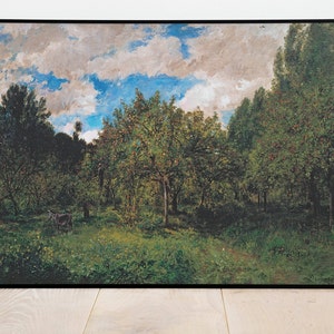 French Orchard at Harvest Time by Francois Daubigny| Wall Decor Art Poster| Framed Print| Art Canvas| Wall Art Print| Poster| Art Wall Deco