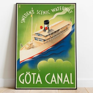 Sweden Travel Poster| Vintage Travel Print| Sweden Wall Art Print| Canvas Print Wall Decor| Hanger Framed Print| Poster Print