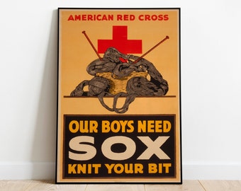 Knit Your Bit| Vintage Poster| Propaganda Poster| WW1| World War 1 Poster| WWi Print| Poster Vintage| Poster Art| Wall Art