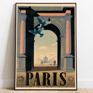 Paris Vintage Wall Art Print| France Travel Print| Canvas Print Wall Decor| Framed Art Print| Poster Vintage| Ready to Hang Art