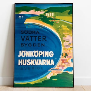 Jonkoping Travel Poster| Vintage Travel Print| Sweden Wall Art Print| Canvas Print Wall Decor| Hanger Framed Print| Poster Print