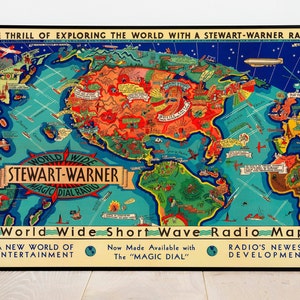 Short Wave Radio World Wide Karte Wand Poster Gerahmte Kunst Wand Dekor Vintage Karte Leinwand Wand Kunst Wohnkultur Wand Druck
