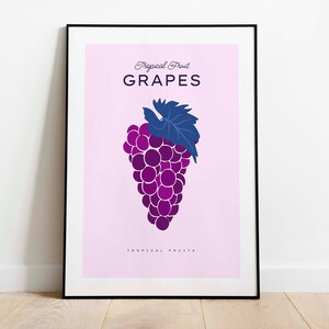 Stampa artistica di uva per l'arredamento della cucina Stampa artistica incorniciata Decorazione della parete Decorazione della parete della frutta Arte della parete dell'acquerello Pittura su tela Regalo di inaugurazione della casa