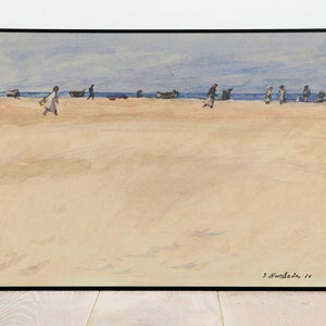 Beach of Port Said by Jakob Nussbaum| Wall Decor Art Poster| Framed Print| Art Canvas| Wall Art Print| Poster Print| Art Wall Decor