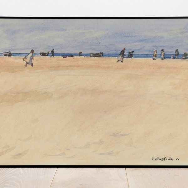 Beach of Port Said by Jakob Nussbaum| Wall Decor Art Poster| Framed Print| Art Canvas| Wall Art Print| Poster Print| Art Wall Decor