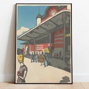 Tokyo Station by Köshiro Onchi| Wall Decor Art Poster| Framed Art Print| Art Canvas| Wall Art Print