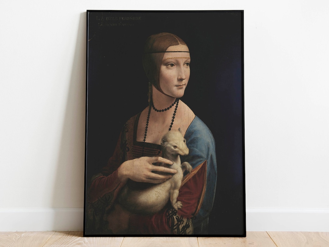 ダ・ヴィンチの「白貂を抱く女性」アートプリント：ファインアートの壁