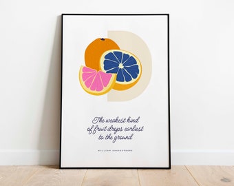 Impressão artística de frutas laranja: decoração de parede de cozinha moderna
