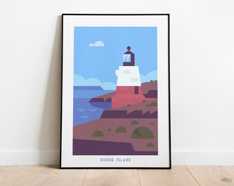 Rhode Island Lighthouse Art Print: Coastal Wall Decor