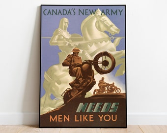 WWII Canada Propaganda Poster: Vintage Military Wall Art