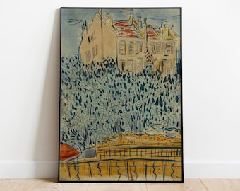 Fikret Mualla Art Print: Moda Landscape, Framed Canvas Wall Decor