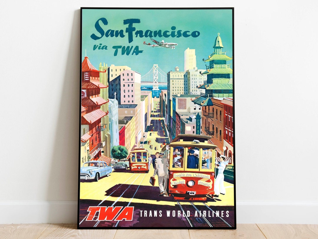 San Francisco Travel Poster Vintage Travel Print Vintage Wall Art Print