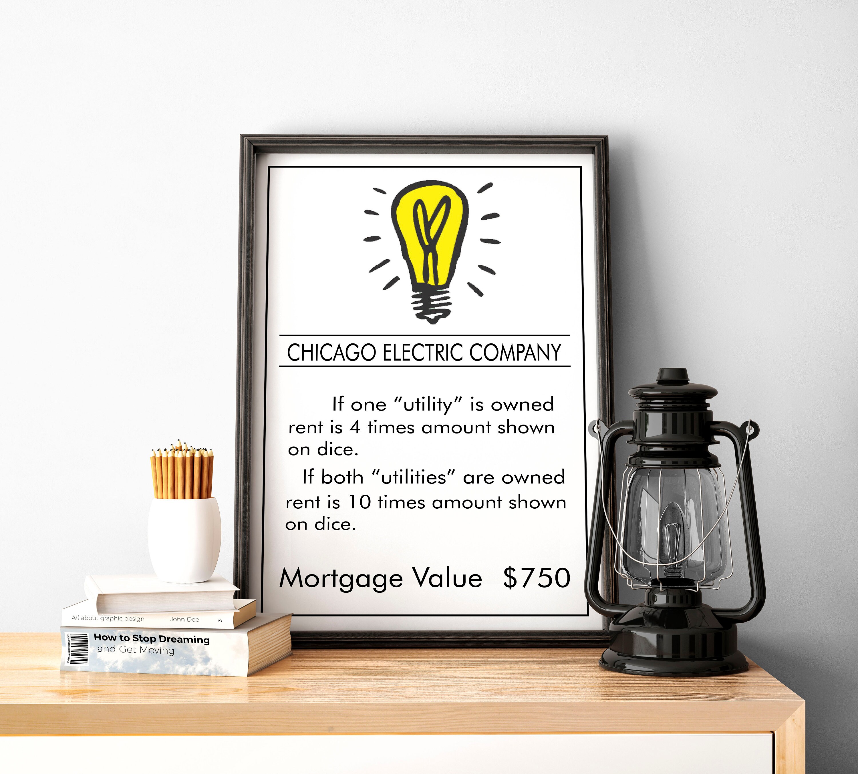 Monopoly inspired Chicago Electric Company Poster Board Game Etsy