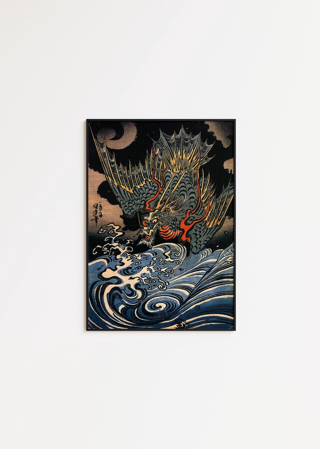 Japanese Dragon Art Print by Kuniyoshi: Vintage Ukiyo-e Wall Decor