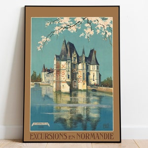 Normandy Wall Art Print| Vintage Poster Art| France Travel Print| Canvas Print Wall Art| Framed Art Print| Poster Print