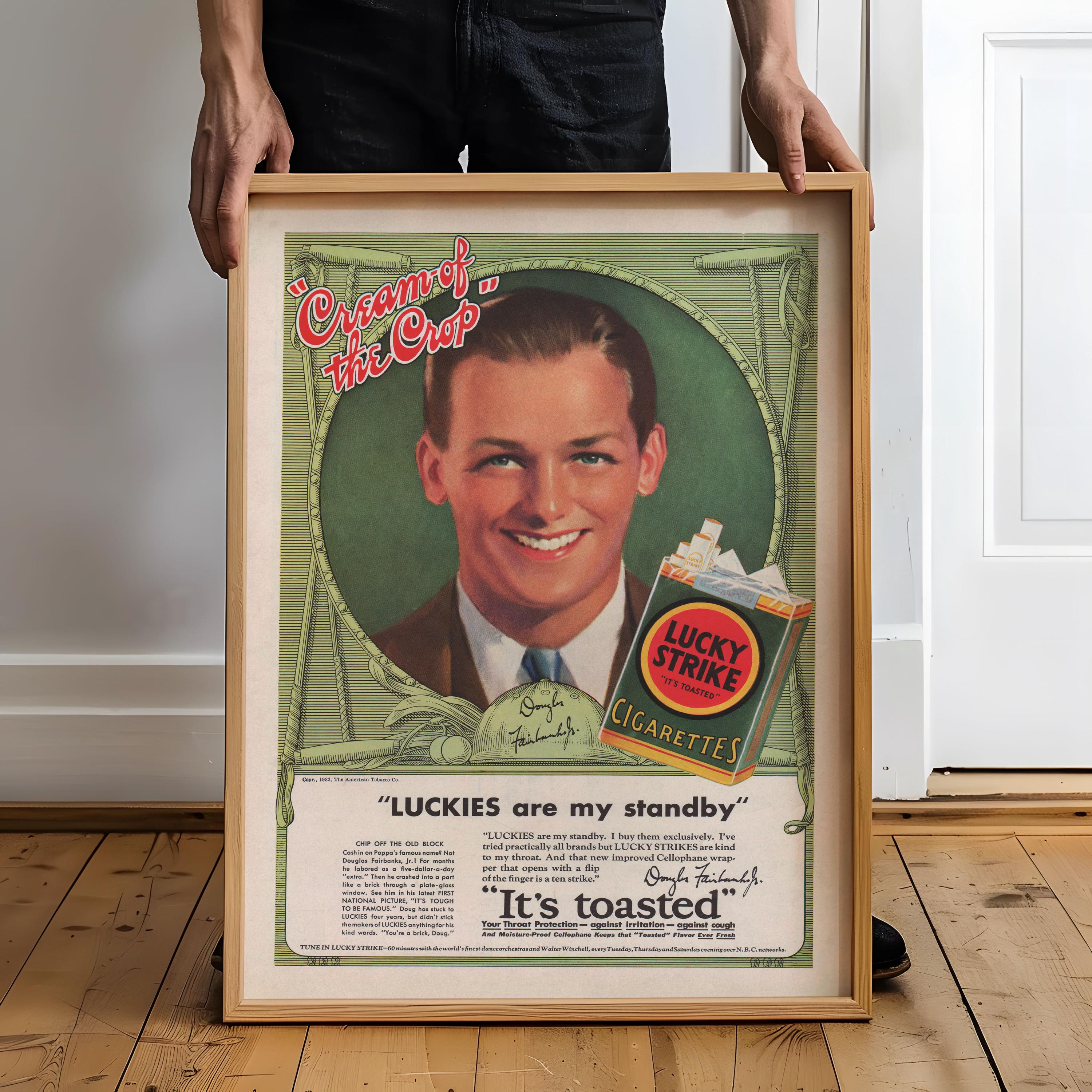 Vintage Lucky Strike Ad Poster: Framed Art Print, Canvas Wall Art