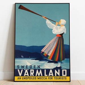 Sweden Travel Poster| Vintage Travel Print| Sweden Wall Art Print| Canvas Print Wall Decor| Hanger Framed Print| Poster Print
