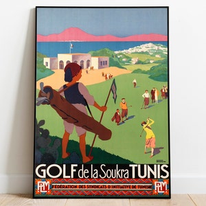La Soukra Travel Poster| Vintage Travel Print| Tunis Wall Art Print| Canvas Print Wall Decor| Hanger Framed Print| Poster Print