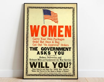 Women in WWi| WWi Poster| WWi| World War 1 Print| Propaganda Poster| WWi Propaganda| USA Women| War Poster| Vintage Wall Print